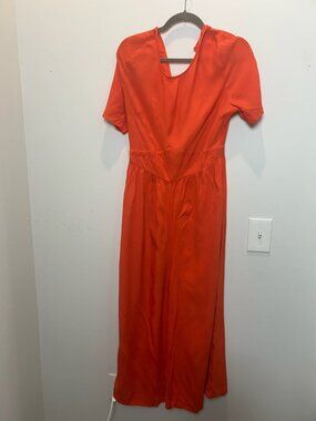 ASOS DESIGN Burnt Orange Open Back Cropped Wide Leg Jumpsuit Size US 10
